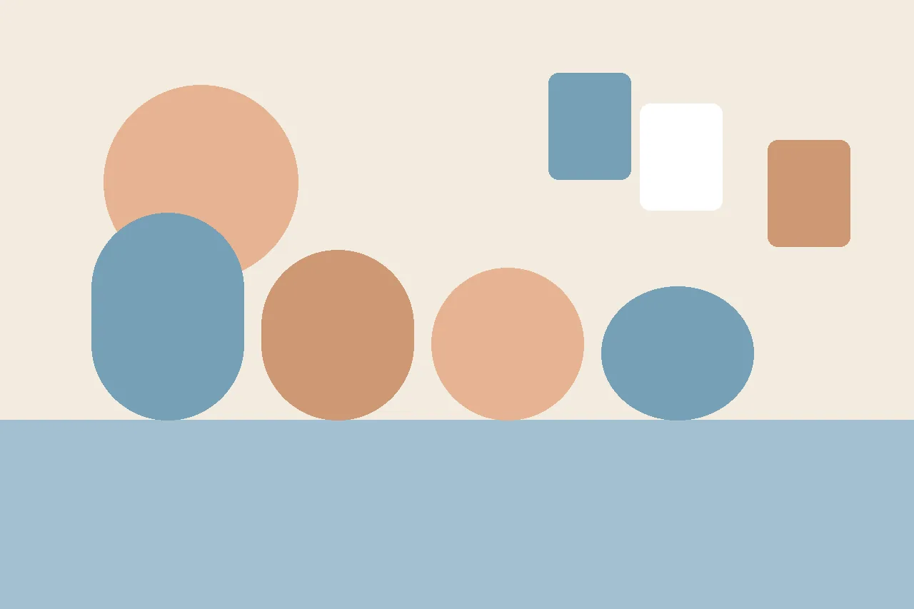 An abstract flat illustration in muted blues and peach, used as the article header for handling social story refusal.
